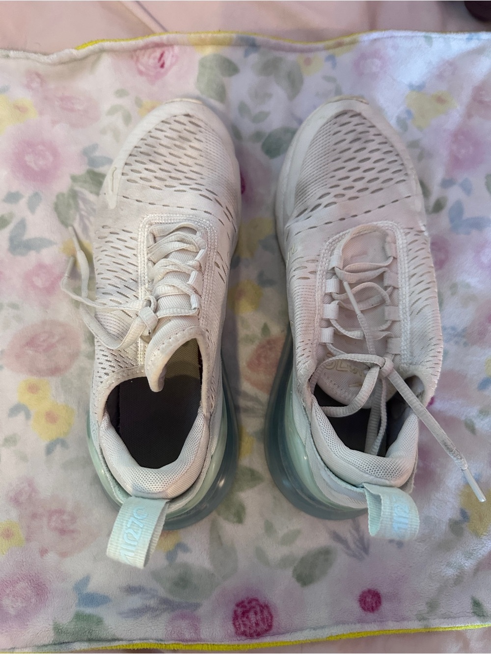 Nike Women’s Athletic Shoes in White with Light Blue Accents
